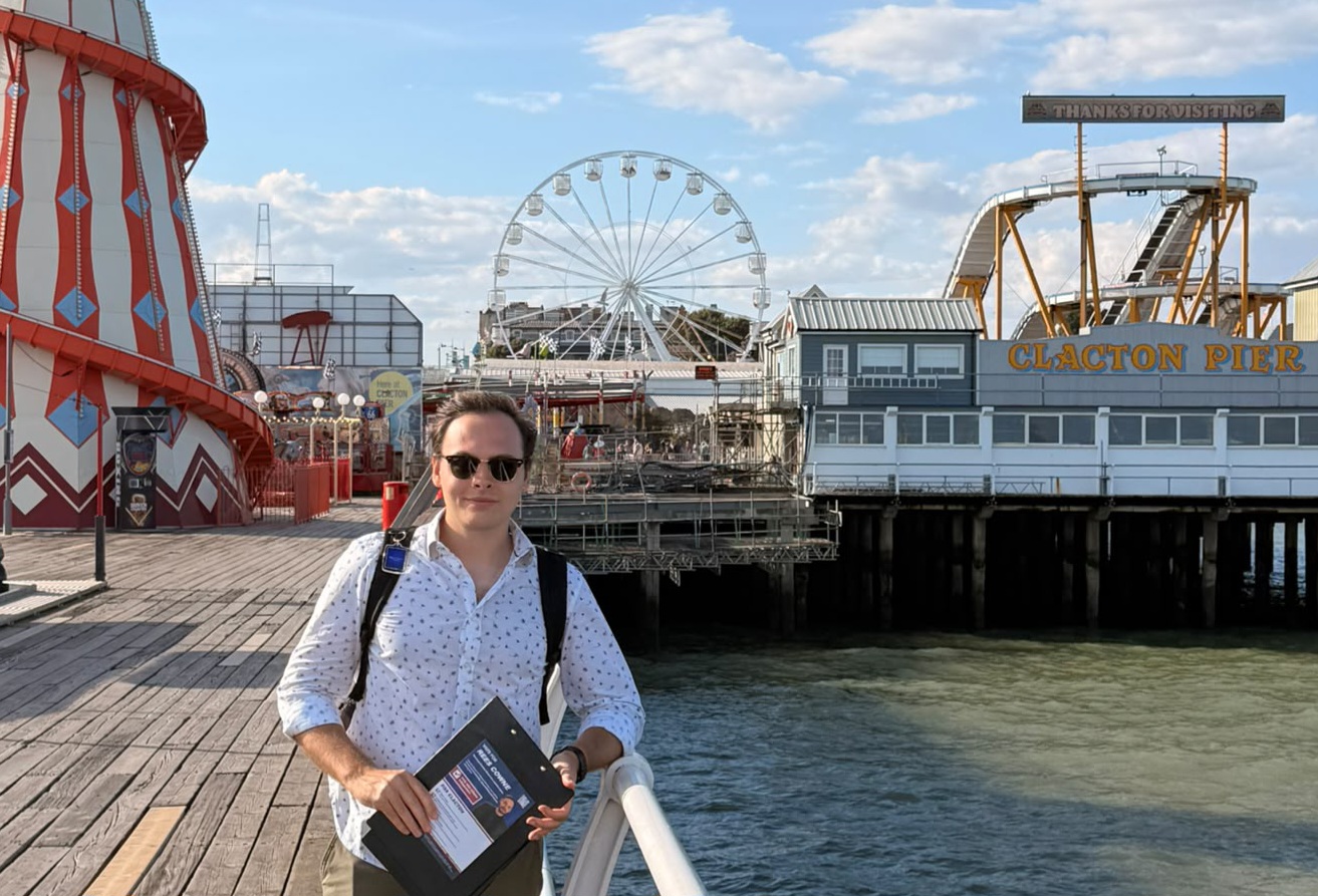 Rees Cowne by Clacton Pier during the 2026 campaign